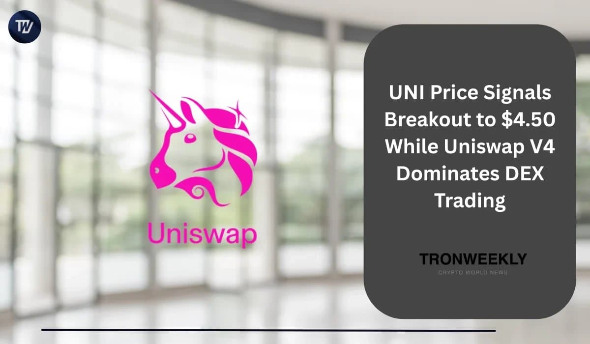 Uniswap’s UNI Eyes $4.50 After Surging Support and V4 Sales Lead DEXs