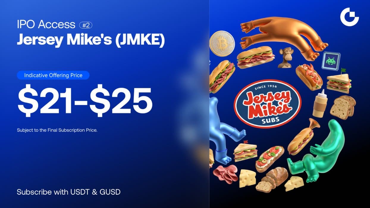 Gate Launches Jersey Mike’s IPO Subscription with Dual USDT and GUSD Options