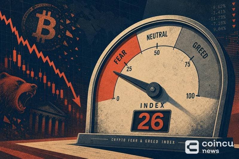 Crypto Market Fear Deepens as Sentiment Index Tumbles to 26